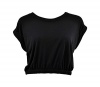 Belle Du Jour Black Crop Top Casual T-Shirt Tee Jersey Knit Junior, Large