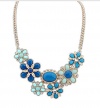 SunIfSnow Women Exaggerate Collarbone Bohemian Large Flowers Necklace blue