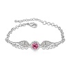 The Starry Night Lovely Pink Diamond Accented Angles Wing Silver Bracelet For Fashion Womens Girls