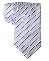 Hugo Boss Men's Silver Striped 7.5cm Silk Tie