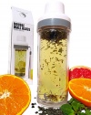 Tea Infuser-16oz-Double Wall Fruit Tumbler-For Loose Leaf Tea by My Healthy Way -Glass Water Bottle w/ Strainer Lid-Travel Mug w/BPA Free Plastic- Leak Proof- Eco Friendly for Hot & Cold Beverages