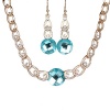 Girl Era Womens Elegant Circle Link Whith Fine Crystal Charm Collar Necklace Earrings Set