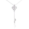 Sterling Silver Rhodium Plated Genuine Diamond Accent Fleur de Lis Key Pendant Necklace, 18