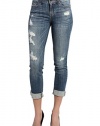 TheMogan Women's Distressed Cropped Relaxed Skinny Jeans