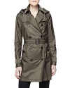 BURBERRY BRIT BALMORAL Hooded Double Breasted Trench in Military Olive