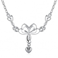 iCAREu High Quality Sliver Plated Necklace with Hearts Shape Pendant