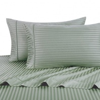 Stripes Sage 600 Thread Count King Size Sheet Set, 100% Egyptian Cotton Deep Pocket Bed Sheets 600TC.