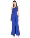 Carmen Marc Valvo Infusion Women's One Shoulder Crepe Gown with Beaded Trim