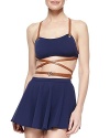 Michael Kors Collection Strappy Belted Bikini Swimsuit Set Navy