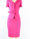 Tahari By ASL Flamingo Womens Belted Skirt Suit Set @325 Pink 6
