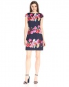 Vince Camuto Women's Floral Printed Shift Dress, Navy, 12