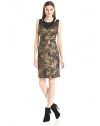 NY Collection Women's Sleeveless Shift Printed Foil Dress