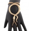 Snake Adjustable Finger Ring and Hand Chain Bracelet One Size Fits Most - Goldtone Silvertone or Gun Metal