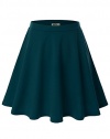 Doublju Women Plus-size Flower Print Elastic Waist Band Scuba Fabric Maxi Skirt Teal S