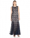 Betsy & Adam Women's Sleeveless Lace Gown
