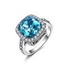 Forcolor White Gold Plated Sky Blue Square SWAROVSKI ELEMENTS Crystal Ring for girls