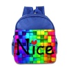 Nice Txt Hearts Vector Graphic Line Art Kids School Backpack Bag RoyalBlue