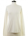 Vince Silk Cashmere Rolled Seam Funnel Neck Sweater in Off White