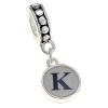Jewelryfinds Lady Round Silver Initial Letter Typewriter Style Bead -- Many Letters to choose from