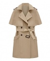 Women's Slim Double-breasted Trench Coat Wind Outwear Coats with Removable Cape