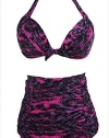 YFFaye Retro Rosy Print High Waist Bikini Swimsuit