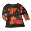 Collections Etc Women's Happy Halloween 3/4 Sleeves Sequin Top