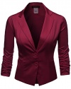 Awesome21 Women's Basic Solid Color Princessline Silky Cotton Plus Size Blazer