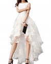 Clothink Women White Floral Print Gauze Panel Multi Layer Sleeveless Dress