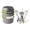 Camp Stove,Petforu Outdoor Camping Stove Cookware Hiking Backpacking Picnic Cookware Cooking Tool Set Pot Pan + Piezo Ignition Canister Stove Propane Canister