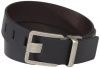 Calvin Klein Men's 38mm Feather Edge Semi Shine Belt With Smooth Leather Harness And Engraved Logo, Black/Brown, 44