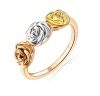 18K Gold-Plated Tri-Color Rose Flower-Shaped Anniversary Promise engagement Rings for Women