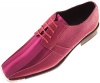 Viotti Mens Hot Pink Fuschia Classic Oxford Striped Satin Dress Shoe: Style 163ST Fuschia-003
