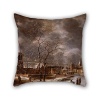 Elegancebeauty Throw Cushion Covers Of Oil Painting Jan Beerstraten - Warmond Castle In A Winter Landscape 18 X 18 Inches / 45 By 45 Cm,best Fit For Car Seat,wedding,dining Room,wedding,play Room T