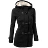 Lusiyu Women's Winter Slim Fit Thickened Hooded Pea Coat Jacket