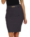 Sakkas Women's Shirred Hip Stretch Pencil Skirt with Skinny Belt