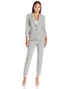 Tahari by Arthur S. Levine Women's Petite Asl Bistretch Pant Suit with Striped Lining