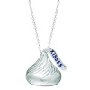 Hershey's Kisses Diamond Flat Back Rhodium Plate Sterling Silver Pendant Necklace, 16 to 18 Adjustable