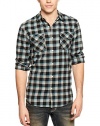 American Rag Long Sleeve Cotton Flannel Plaid Shirt Grey and Black Small S