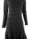Lauren Jeans Co. Women's Ruffle Hem Striped Turtleneck Dress