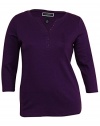 Karen Scott Womens Plus Knit 3/4 Sleeves Pullover Top