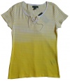 Lauren Jeans Co. Women's Short-Sleeve Lace-Up Striped T Shirt