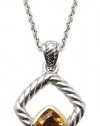 Genuine Citrine Necklace By J Nautora - Sterling Silver and 14k Gold Necklace