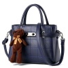 Hydne Women's Fashionable Leisure Buckle Lovely Bear Pendant Handbag(Navy)