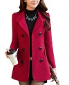 Aishang Women's Double-Breasted Classic Peacoat Thick Wool Trench Jacket