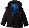 Weatherproof Little Boys' Systems Soft Shell with Bubble Inner Jacket, Black/Blue, 2T