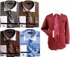 Men`s Wavy Print Two Tone French Cuff Shirt Tie Hanky Cufflinks