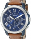 Fossil Men's FS5151 Grant Chronograph Stainless Steel Watch With Light Brown Leather Band