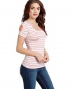 GUESS Women's Adria Short-Sleeve Striped Top