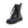 VogueZone009 Women's Soft Leather Lace-up Round Closed Toe Low-Heels Low-top Boots