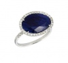 Meira T Solid 14K White Gold 3.3ct Oval Cut Blue Sapphire and Diamonds Cocktail - Righthand Ring 7
